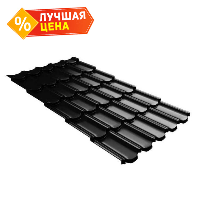 Металлочерепица Grand Line Kvinta plus (Квинта Плюс) 0,45 Drap ST RAL 9005 Черный | c 3D резом