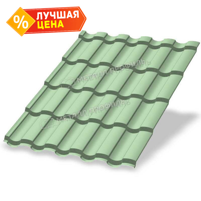 Металлочерепица Металл-Профиль Монтекристо-ML 0,5 NormanMP RAL 6019 Зеленая пастель