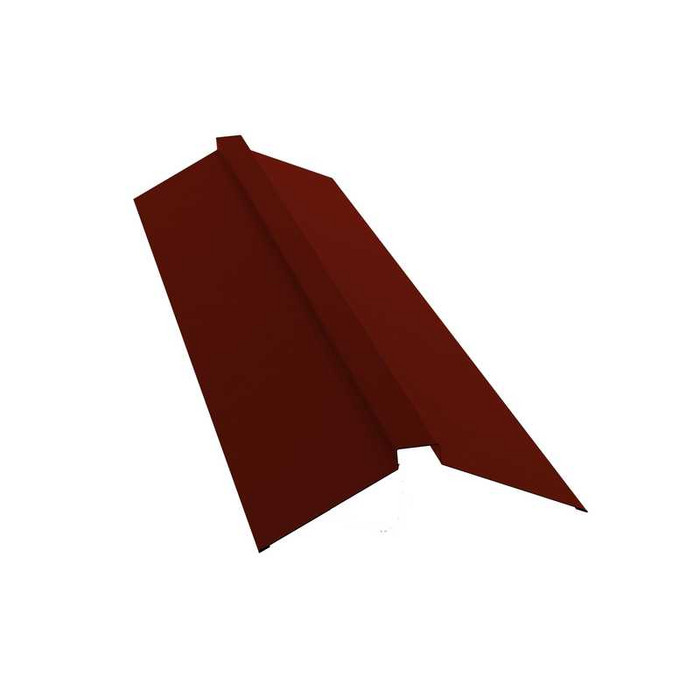 Планка конька плоского 150х40х150 0,5 Satin с пленкой RAL 3009 оксидно-красный - фото №1