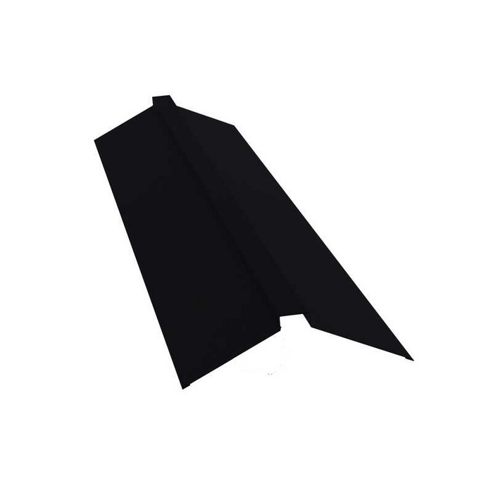 Планка конька плоского 150х40х150 0,45 Drap RAL 9005 черный - фото №1
