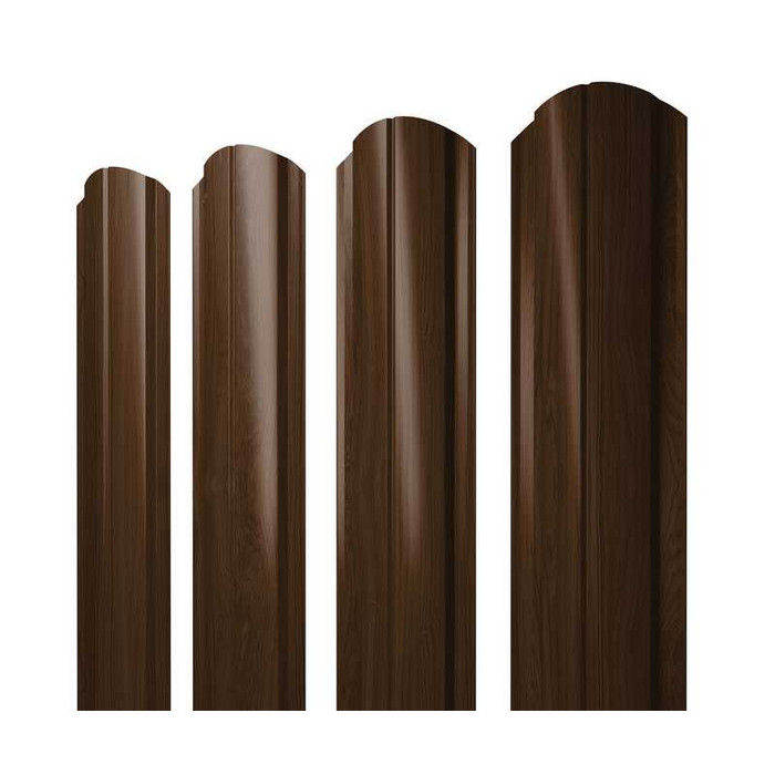 Штакетник Полукруглый Slim фигурный Grand Line 0,45 Print Elite Choco Wood Choco Wood - фото №1