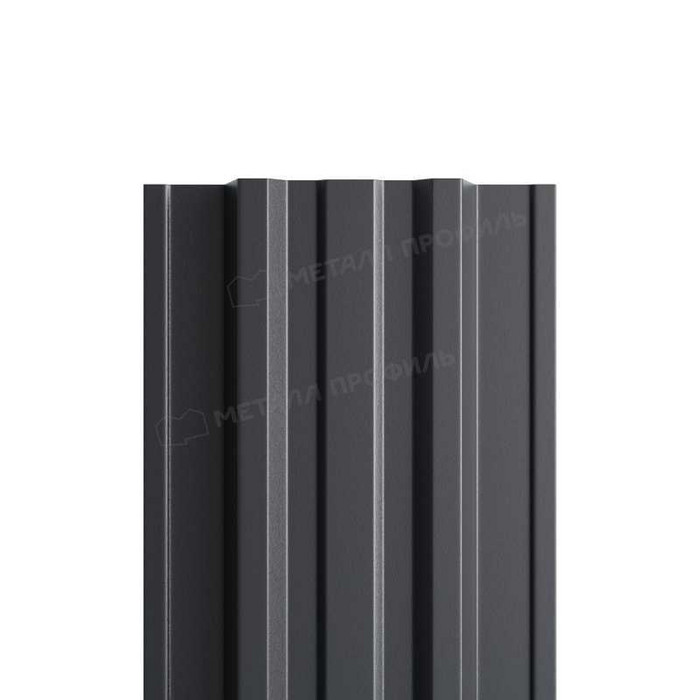 Штакетник Металл Профиль TRAPEZE-T 0,5 PURMAN® RAL7024 Серый графит - фото №1